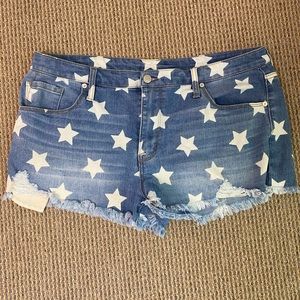 Mossimo Denim Star Print Booty Shorts Women’s size 18